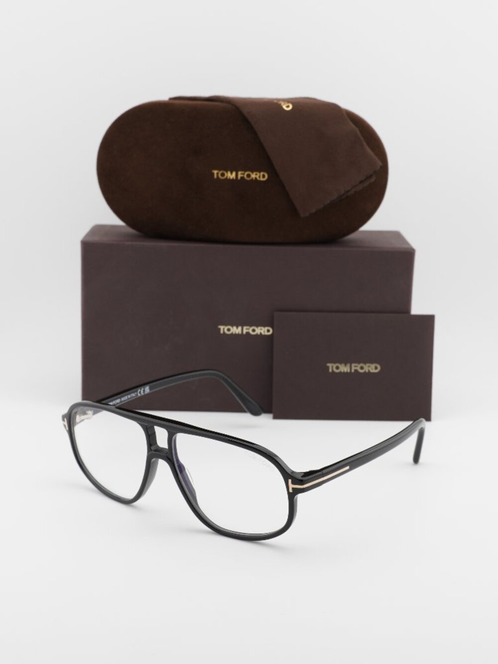 Tom Ford FT6082-B 001 Aviator Eyeglasses 57mm - Black / Blue Light Block